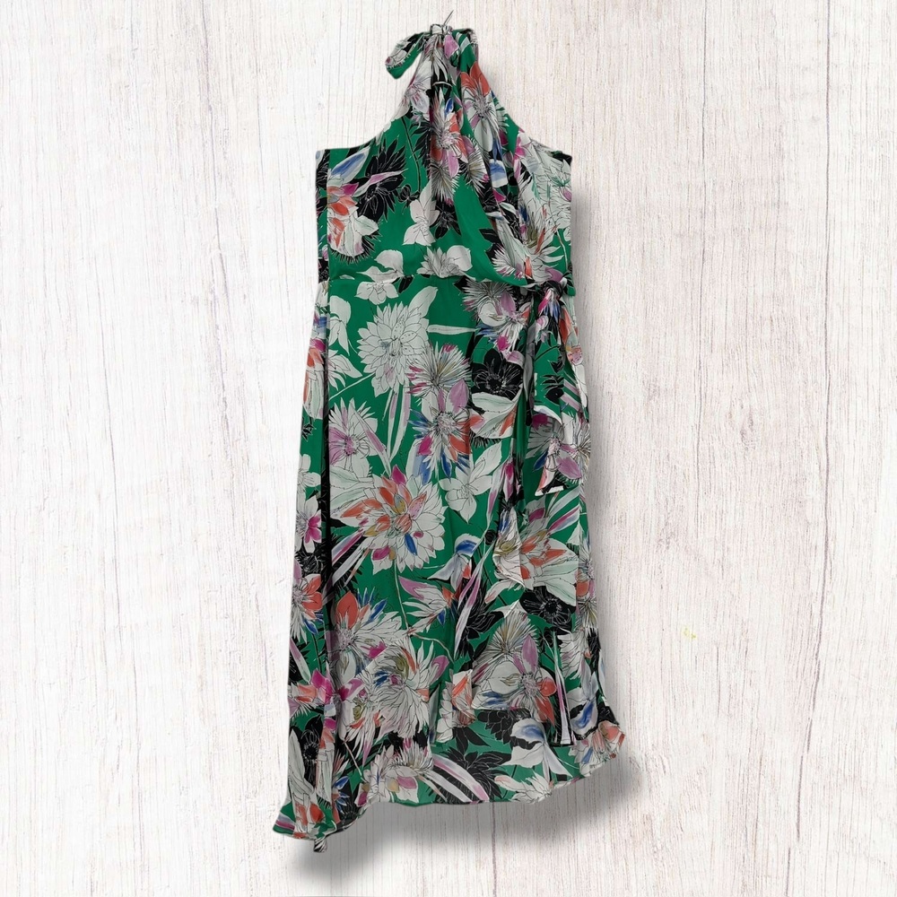 Parker Green Floral‎ Satin Halter Maxi Dress Medium
